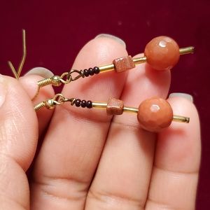 Sunstone & goldstone earrings.